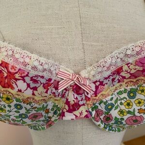 Liberty of London Pink Floral Lace Trim Balconette Bra